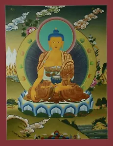 Handgemaltes Shakyamuni Buddha Buddhist Karmakoti Thangka/Thanka Gemälde Nepal - Bild 1 von 11