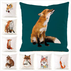 Faux Silk Fox Animals Cushion Cover 45x45cm Throw Pillow Cover for Sofa Bed