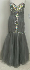 Silver Long Dress Party Prom Pageant Gala Evening Bridesmaid Gown SZ 8,10, &16