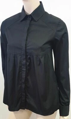 Blusa Top GIVENCHY PARIS Negra 100% Algodón Plisada Manga Larga 38 UK10 Foto 1 de 4