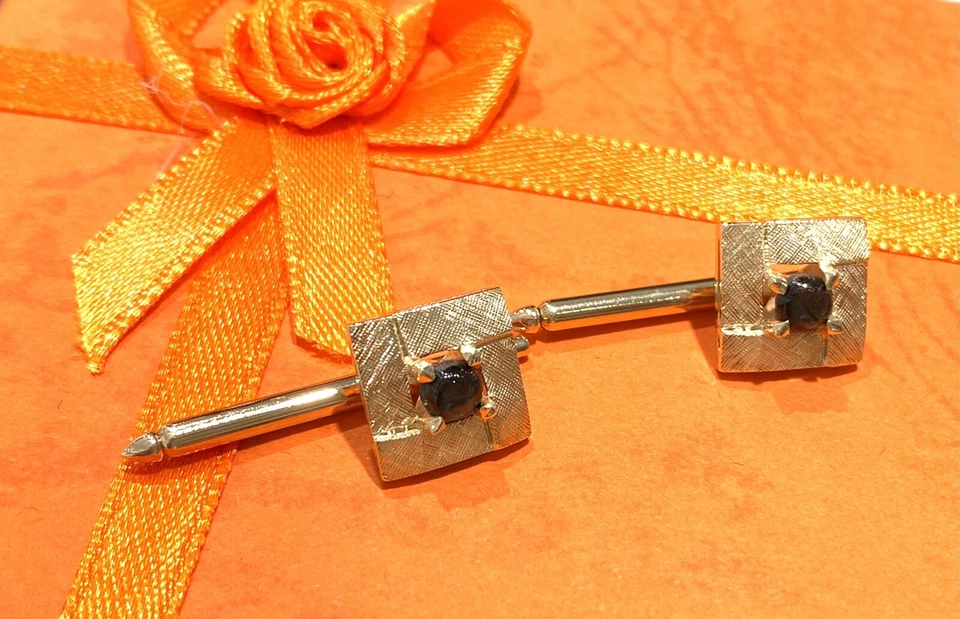 Gemelos Oro Amarillo 14k, Piedra Ojo de Tigre, Accesorios Traje Hombre Foto 1 de 4