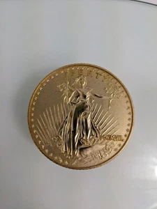 Vtg Bulova Gold Eagle Lady Liberty Coin Stack Alarm Travel Desk Quartz Clock GVC - Picture 1 of 8