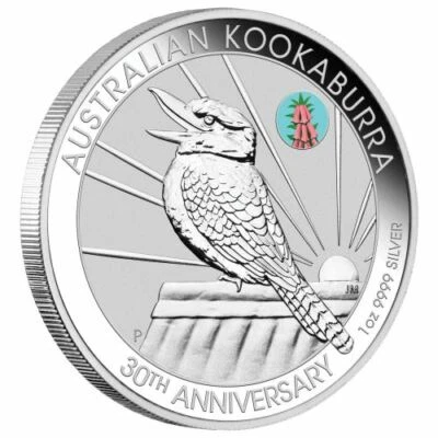 2020 ANDA Show Special Kookaburra 1oz $1 moeda de prata com ROSA COMMON HEATH PRIVY - Imagem 1 de 3
