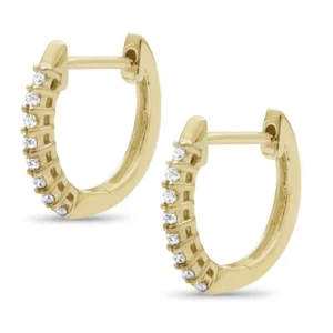 0.15ct Round Diamonds in 10K Yellow Gold 12mm Hoop Earrings - Picture 1 of 3