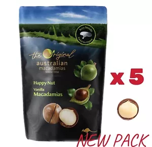5pk x 225g NEW Macadamia Australia Happy Nut in shell Vanilla New Batch - Picture 1 of 12