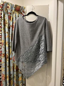 st john evening tunic top blouse Silver lace M - Picture 1 of 6