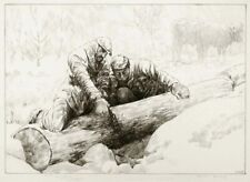 This is a very fine original lithograph by Albert Barker, New Snow on Old, 