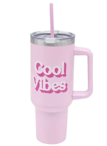 Thirsteez 'Cool Vibes' Taza de bebidas de metal con pajita 1200 ml - Imagen 1 de 1