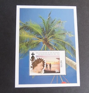 Hoja en miniatura Nevis 1992 40th Ann Accession como nueva montada como nueva - Imagen 1 de 1