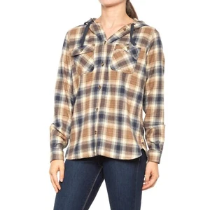 CARHARTT Button Down HOODED FLANNEL Long Sleeve SHIRT Top Womens Size XS 0/2 NEW - Picture 1 of 6