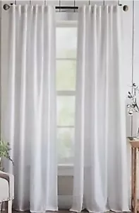 DKNY 50 x 96 in Murray White Window Curtains Rod Pocket Tab Light Filtering - Picture 1 of 7