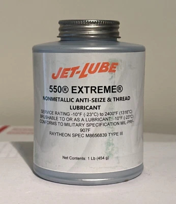JET-LUBE 550 EXTREME Lubricante Antiagarre e Rosca No Metálico 1 lb. Tapa de cepillo Foto 1 de 3