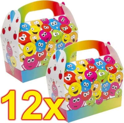 12 GESCHENKBOXEN LACHGESICHTER - Mitgebsel Kindergeburtstag Emoji Geburtstag Set - Bild 1 von 4
