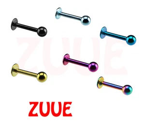 8mm x 1.2mm LABRET BARS TITANIUM ANODISED COLOURED LIP TRAGUS MONROE BARS VA43 - Picture 1 of 7