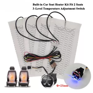 New Universal Car Seat Heater Kits 12V Carbon Fiber Heating Pads 3 Levels Round - Picture 1 of 12