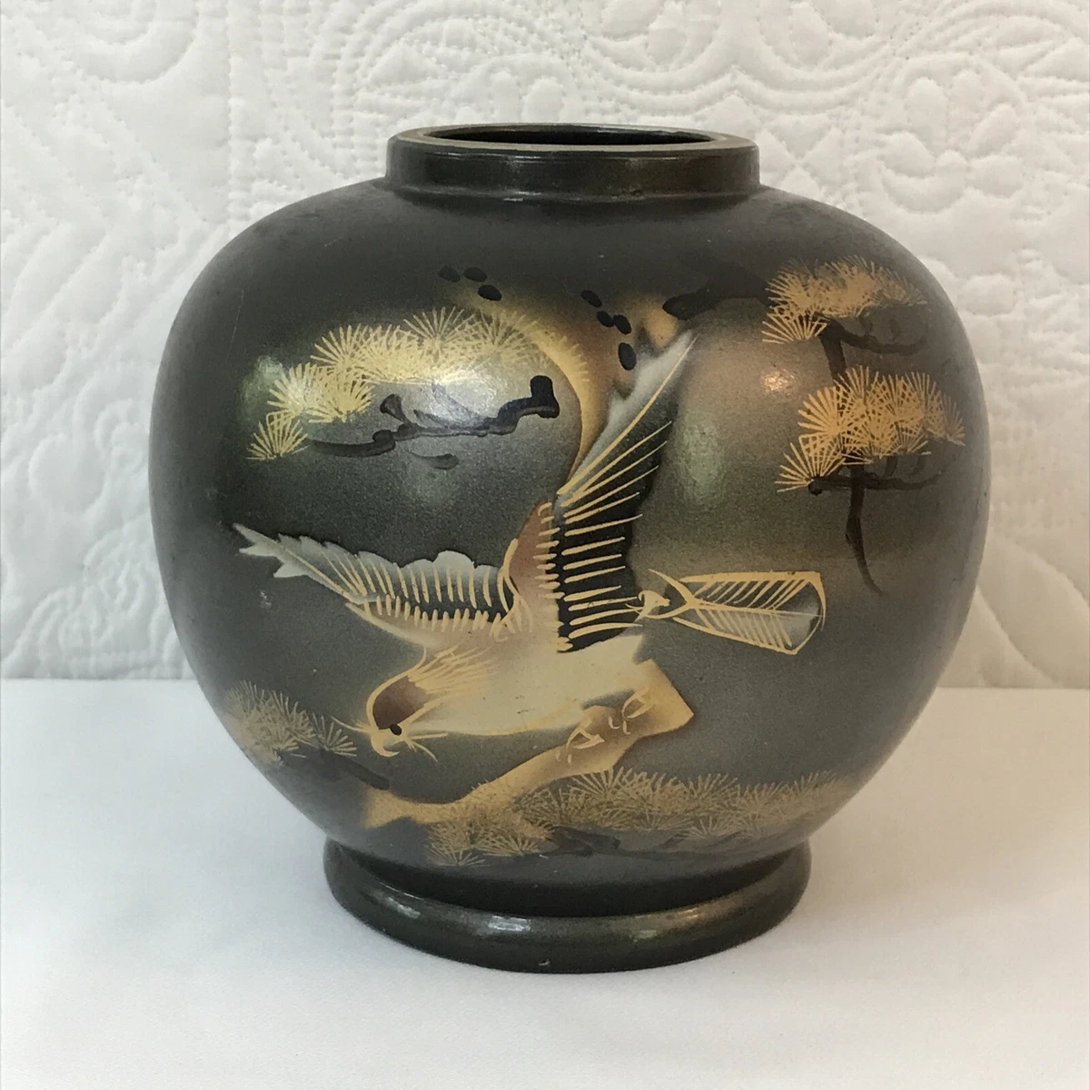 陶瓷黑色复古原版古董日本花瓶| eBay