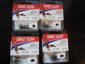 4 Packs Eagle Claw Double Hooks for Soft Plastics 274A-10 Size 10 40 Hooks - Picture 1 of 3