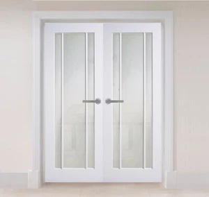 door pair internal french doors langdale frosted glass white primed double doors - Picture 1 of 5