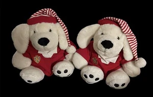 TWO 1992 Land of Nod Plush Christmas Dogs MAP Novelty Commonwealth 16” - EUC!! - Picture 1 of 10