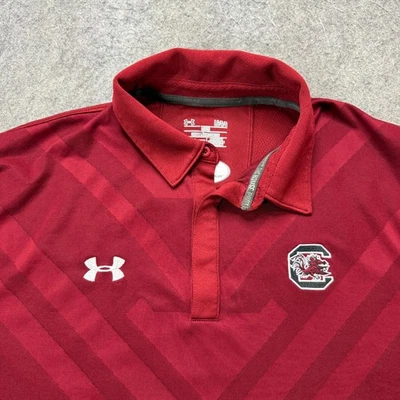 South Carolina Gamecocks Under Armour Polo Shirt Men L Red Loose Performance 116 - Image 1 of 4