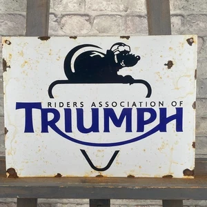 TRIUMPH Enamel Sign 15.7x11.8" (40x30cm) Nice Motorcycle Showroom Garage Signage - Picture 1 of 15