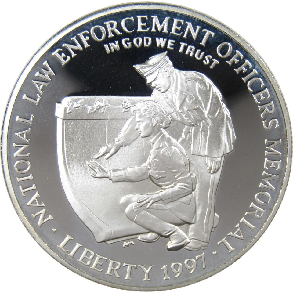 National Law Enforcement Commemorative 1997 P Proof Silver $1 Coin - Image 1 of 2