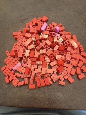 220 Genuine LEGO Red/Pink bulk Bricks -Lot 1x2 1x3 mix  - Image 1 of 4