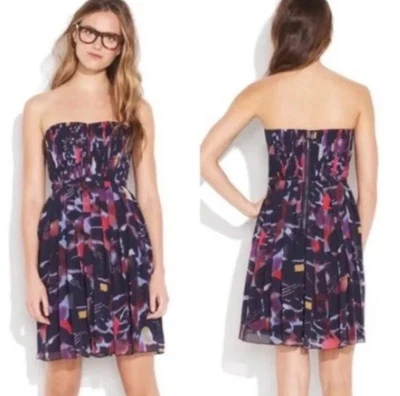 Vestido Madewell Broadway & Broome 100 % seda azul marino sin tirantes libro de cuentos talla 0 $198 Foto 1 de 4