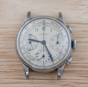Rare Vintage HEUER AEROTEL Valjoux 71 Stainless Steel Chronograph Watch AS IS - Picture 1 of 5