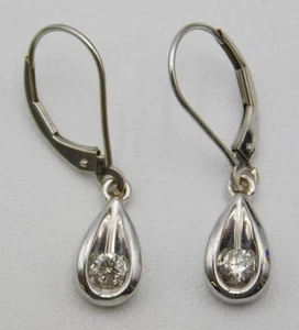 Par de aretes colgantes de diamantes de oro blanco de 14K (2,4 g) - Imagen 1 de 5
