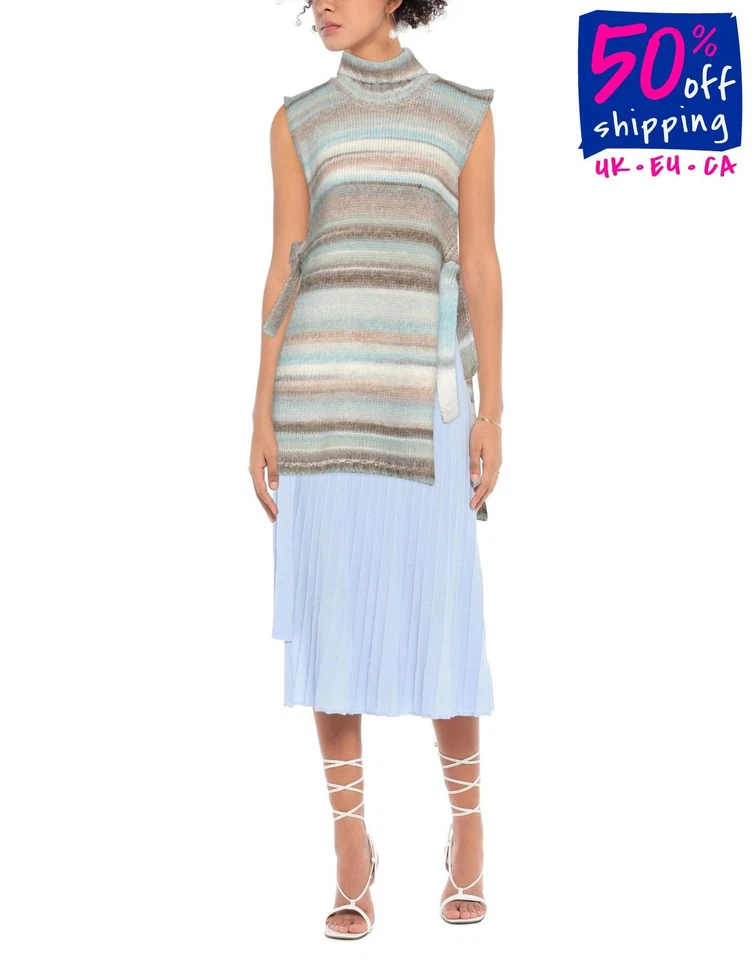 RRP€253 BEATRICE .B Gilet IT42 US6 UK10 M Wool Blend Striped Made in Italy - Image 1 of 4