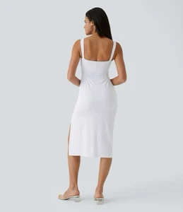 SoftlyZero™ luftiges Midi-Kleid mit quadratischem Ausschnitt und Rüschen Cool Touch - UPF50+ - Bild 1 von 6