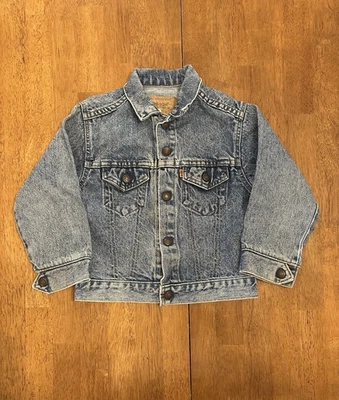 Vintage Little Levis Orange Tab Denim Trucker Jean Jacket Size 7 - Image 1 of 4