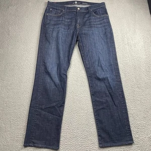 7 For All Mankind Jeans Mens 36x32 Blue Austyn Denim Dark Wash Relaxed Straight - Picture 1 of 12