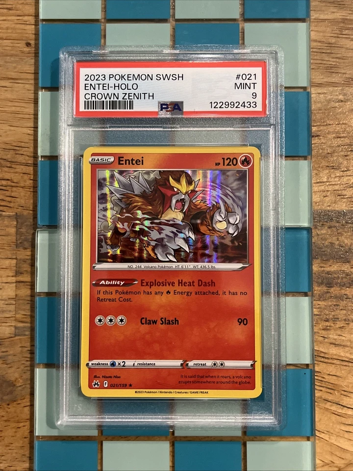 GRADED PSA 9 2023 Pokemon SWSH Entei-HOLO Crown Zenith #021 - Image 1 of 2