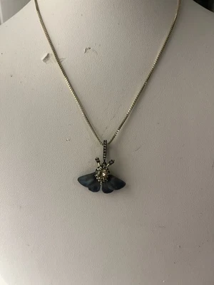 Alexis Bittar butterfly blue blue Lucite necklace, Yellow Chain 16”+ 3” Extender - Image 1 of 2