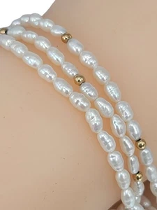 Synthetische Perlen Gold-Stein Armband 14K Gelbgold 6,5g (CSH002223) - Bild 1 von 4