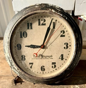 Postal 12 Telegraph Synchronous Electric Time Art Deco wall clock Vtg 1930s - Picture 1 of 5