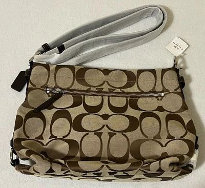 COACH Signature Bag F15067 Khaki Canvas Leather Tote Tan Shoulder Handbag - Image 1 of 4