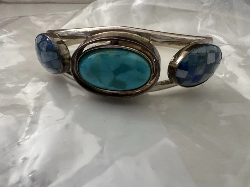 Двусторонний браслет-манжета из бирюзы и опала Sterling Jay King DTR 26 г i16081 - Изображение 1 из 4