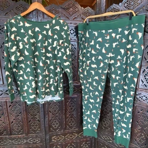 Amazon Essentials Set Pigiama Donna 100% Cotone 3X Verde Sigilli Natalizi Maglia - Foto 1 di 15