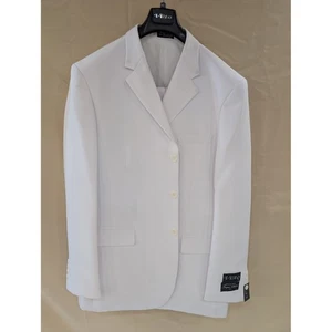 Vito Italy Mens Suit 48L 42W White Wool Blend Superior 150s 2PC New Wedding - Picture 1 of 12