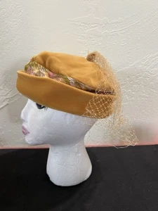 Vintage Samt Pillbox Hut 40’s 50’s Senfgelb, Kentucky Derby Hut Damen - Bild 1 von 16