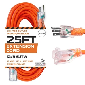 Cable de extensión calibre 12 25 pies extremo iluminado - 12 AWG cable de alta resistencia con 3 Pro... - Imagen 1 de 8