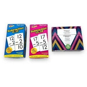 Flash Cards Math Skills Practice Test Prep Subtraction Division Multiplication - Picture 1 of 5
