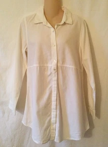 Top túnica J. Jill blanco pana abotonada talla pequeña - Imagen 1 de 4