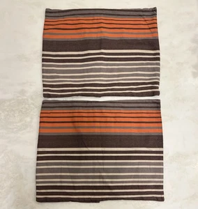 2 Pottery Barn PB Teen Derby Streifen Standard Kissenbezüge braun orange gestreift - Bild 1 von 11