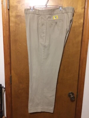 Calça social masculina chino cabeça de pato plissada algemada ouro patch cáqui - Imagem 1 de 4