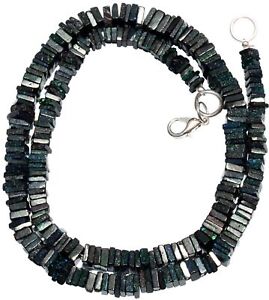 Natural Australian Black Matrix Fire Opal 17" Necklace 4 to 6.5mm Heishi Beads