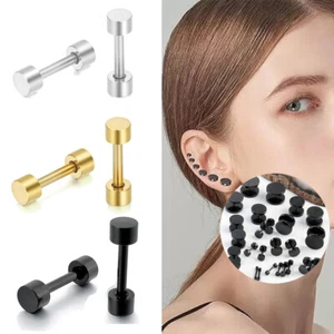 Pendiente redondo de acero inoxidable de 3-12 mm para hombres mujeres joyería punk moda - Imagen 1 de 16